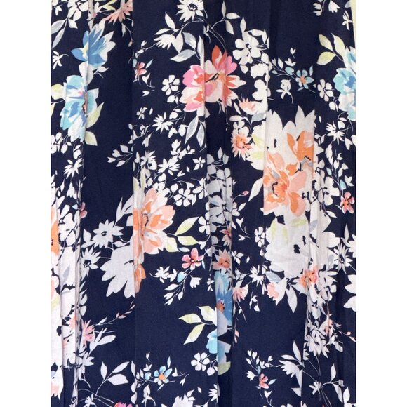 Lauren Conrad Floral Maxi Dress S Navy Blue Flowy Romantic Cottagecore Beachy - Picture 7 of 8